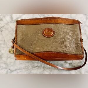 1980s Vintage All Weather Leather Zippered Clutch Crossbody
